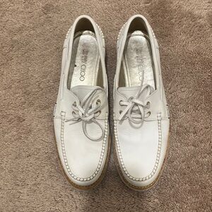 JIMMY CHOO Watson Deck White Boat Shoes